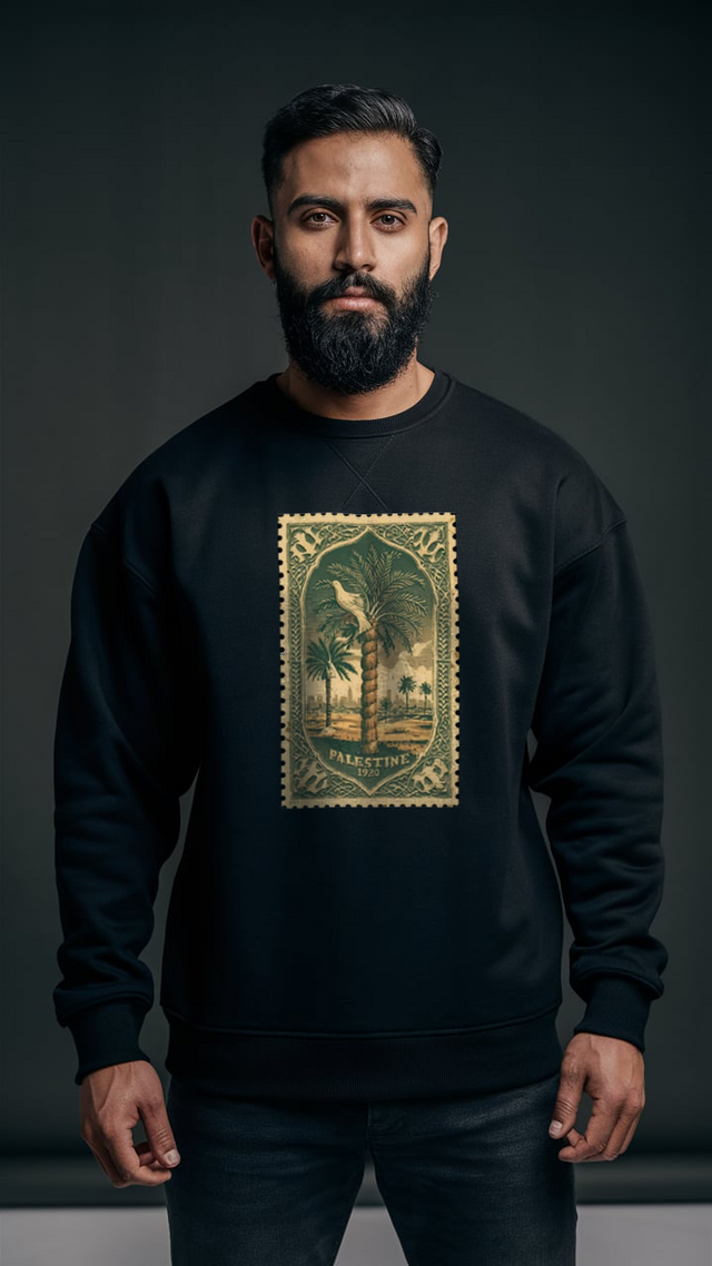 Palestine Oversized Black Crewneck Sweatshirt