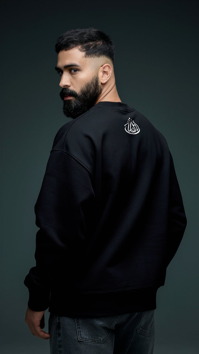 Palestine Oversized Black Crewneck Sweatshirt