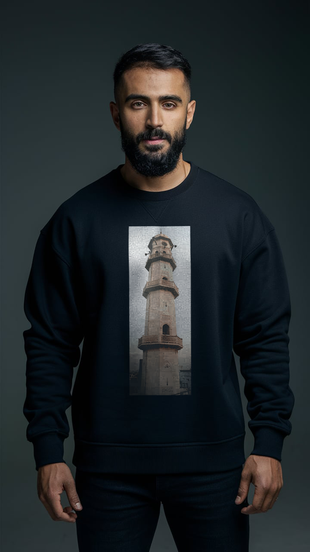 Minaratul Masih Oversized Black Crewneck Sweatshirt