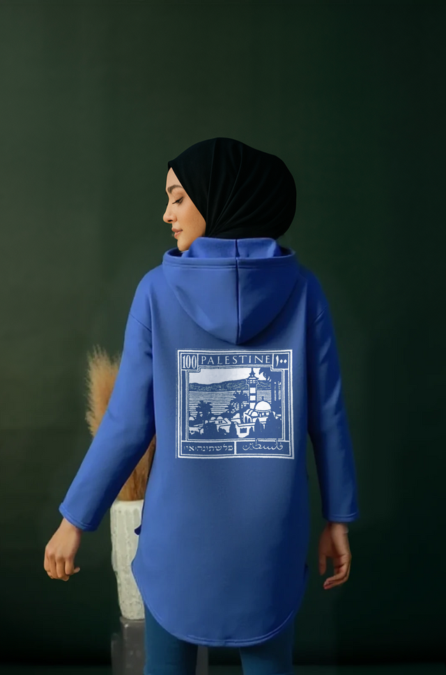 Palestine Oversized Blue Hoodie