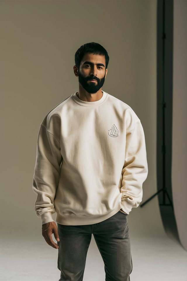 Men’s Oversized Cream Crewneck