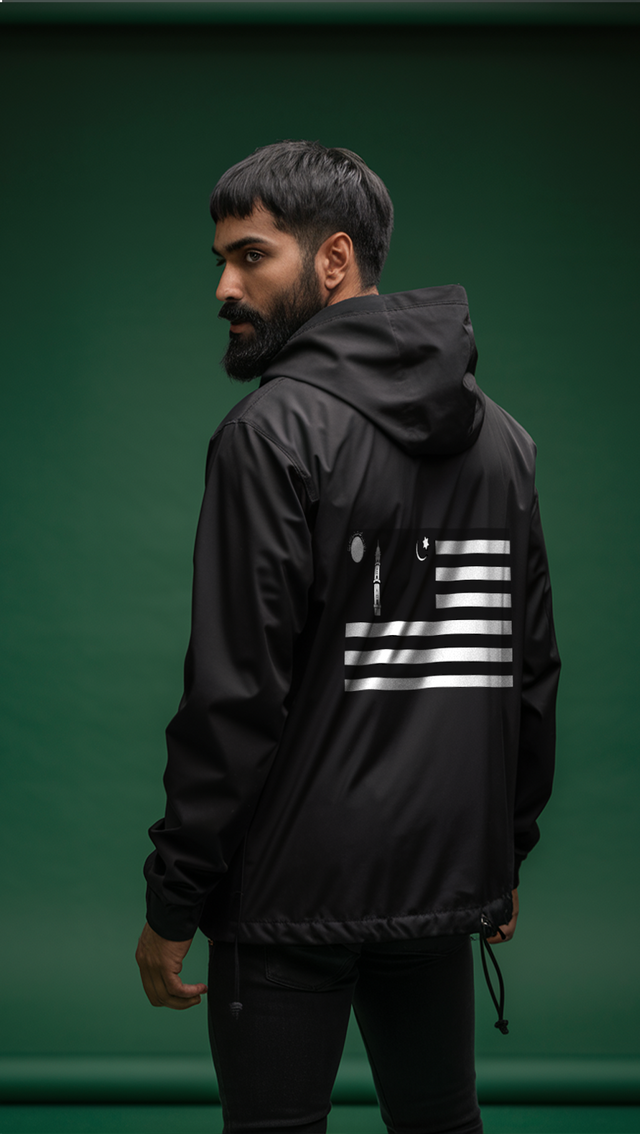 Men’s Black Anorak Half-Zip Jacket