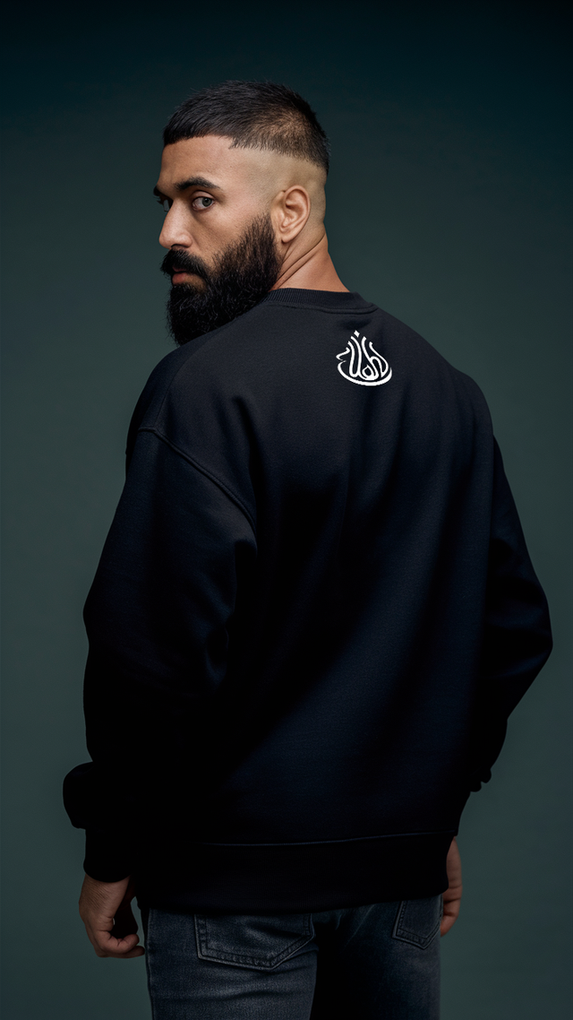 Minaratul Masih Oversized Black Crewneck Sweatshirt